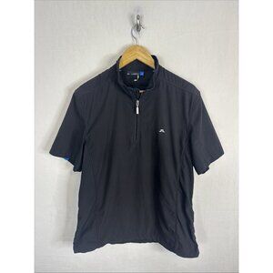 J Lindeberg Golf Pullover Mens L Black Blue 1/4 Zip Stretch